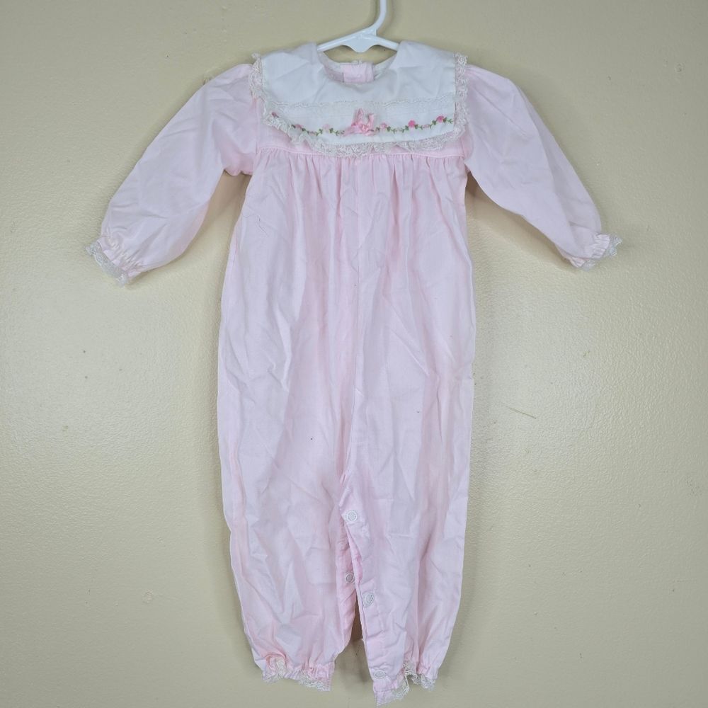 Alexis vintage pink jumper with flowers embroidered size 9m